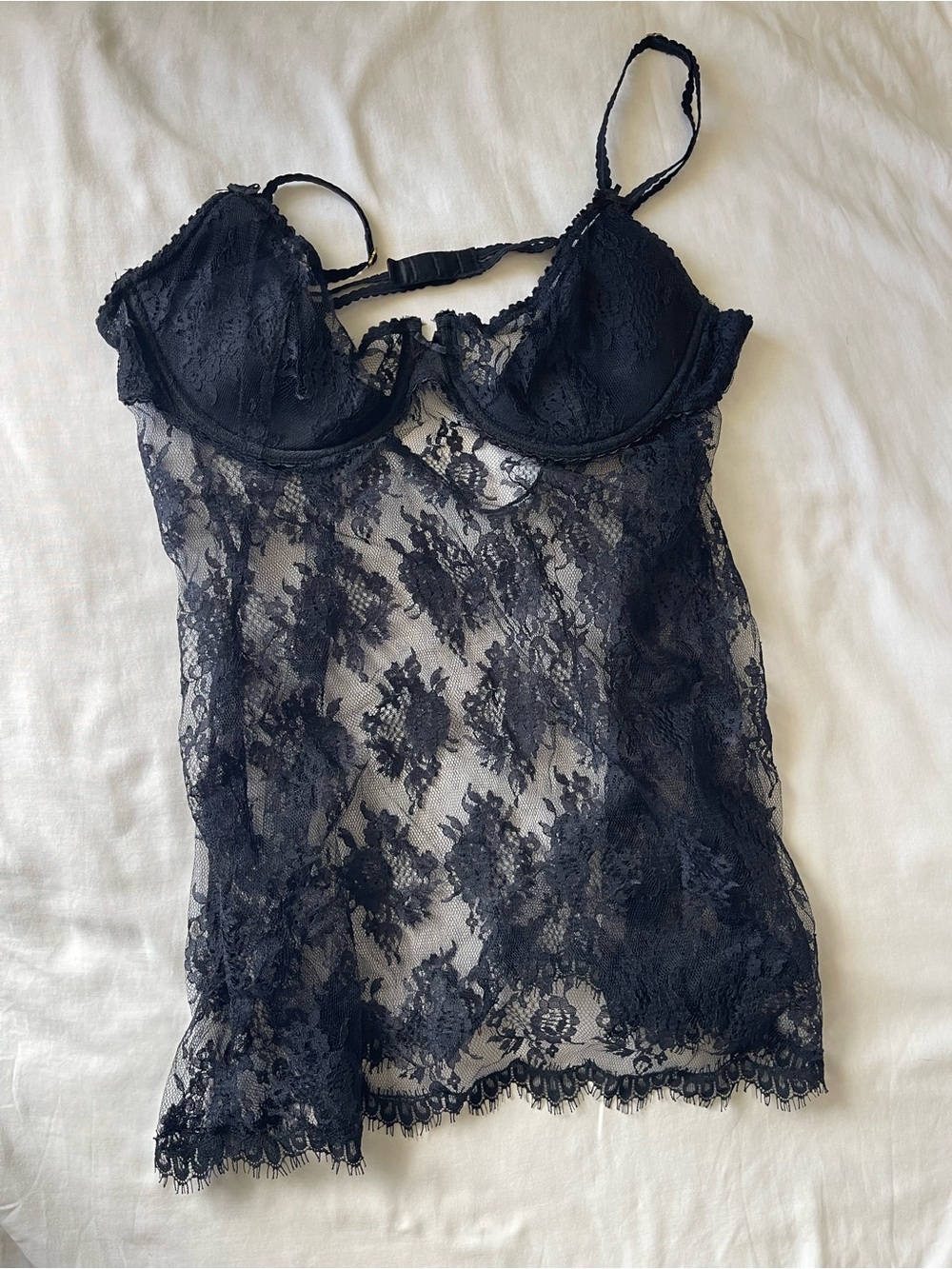 Black Lace Sheer Chemise Slip — Women's Intimates